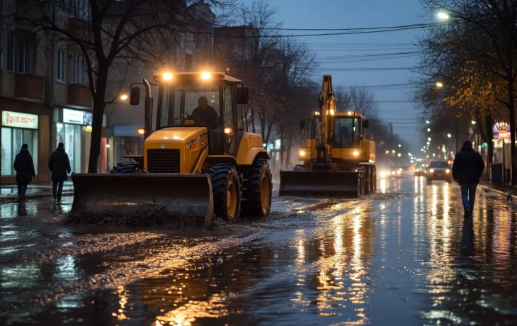 35 машин и 17 мотопомп откачивают воду с улиц Краснодара после сильных осадков