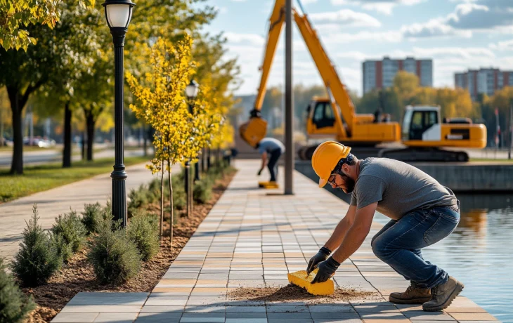 Набережную на Троицкой в Крымске благоустраивают в рамках второй очереди проекта