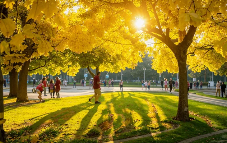 Редкое цветение гинкго в парке Краснодара привлекло горожан