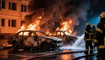 Ночной пожар на Восточно-Кругликовской в Краснодаре уничтожил две машины