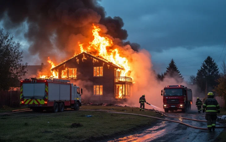 В Краснодаре пожарные за 45 минут ликвидировали пожар площадью 100 квадратных метров в частном доме