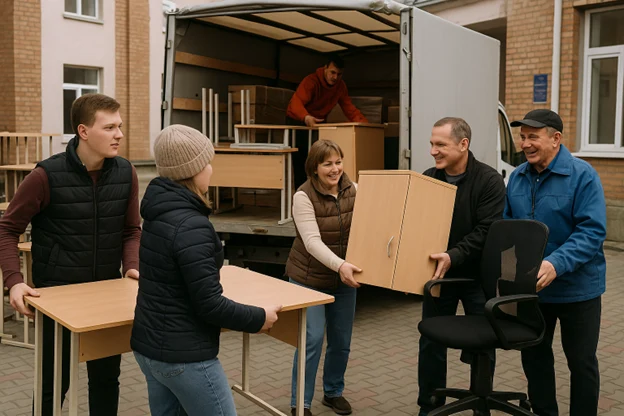 Жители Кубани поддержали школы Курской области новой мебелью