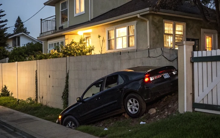 В Краснодаре легковушка с пьяной женщиной за рулем влетела в забор жилого дома