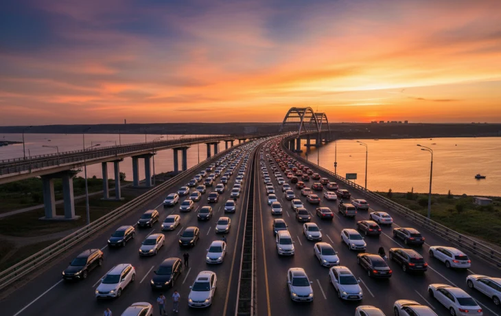 Крымский мост парализован: тысячи машин застряли в бесконечных пробках 4 января 2026 года