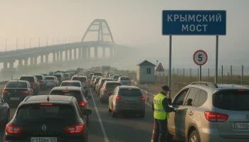 Утро на Крымском мосту: сотни машин в пробке у Тамани