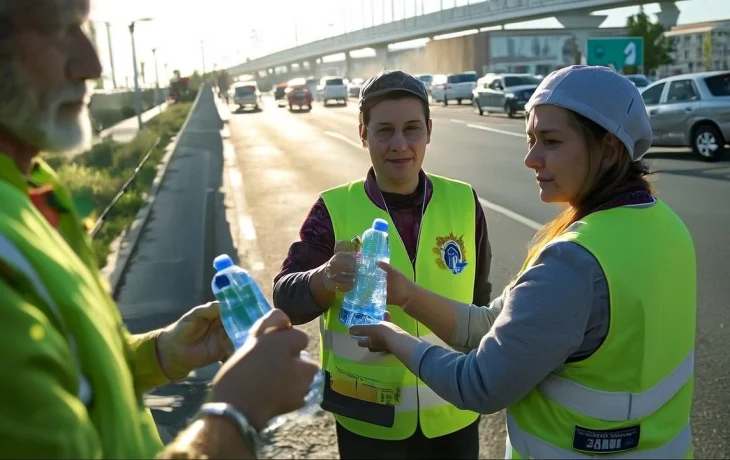 На подъездах к Крымскому мосту открыли пункты с водой и туалетами