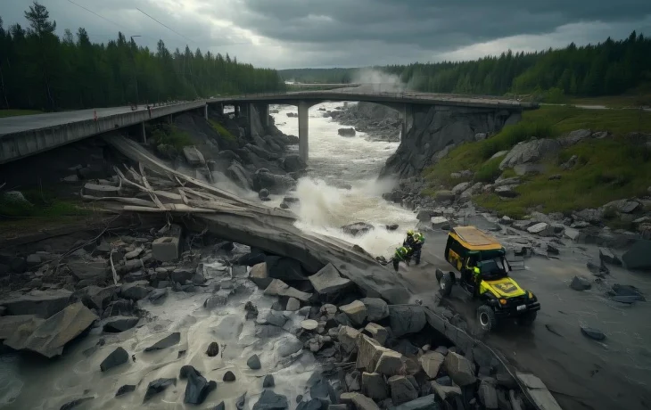 Обрушение моста под Горячим Ключом: вода снесла пролёт после ливней