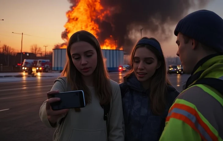 Туристы сняли TikTok на фоне горящей нефтебазы в Сочи