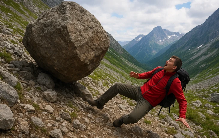 На волоске от трагедии: как турист на Фиште чудом спасся от гигантского камня