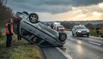 Приора влетела в иномарку и перевернулась на трассе под Армавиром