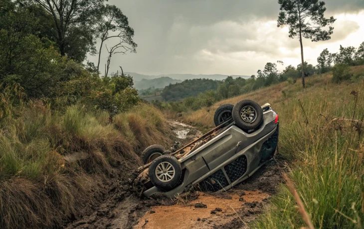Автомобиль упал в 75‑метровый овраг в Судаке, четыре ранены