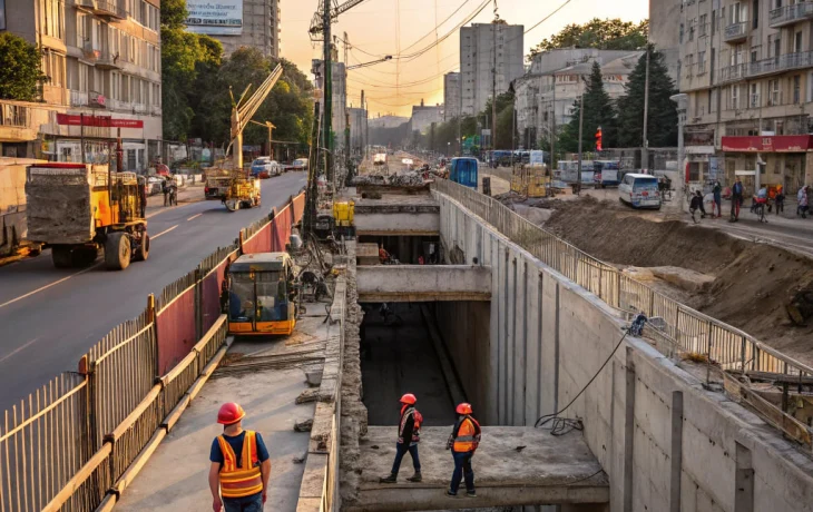 Краснодар: строительство подземного перехода задерживается из-за газа и воды