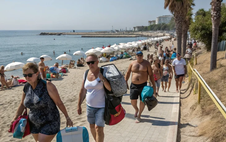 Эвакуация людей с пляжа в городе Сочи
