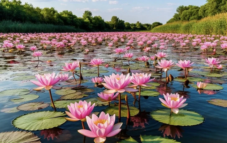 Лотосы Кубани: Розовое Чудо В Ахтанизовском Лимане В августе