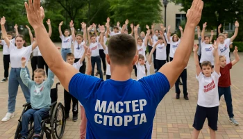 Мастер спорта провел зарядку для молодогвардейцев
