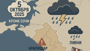 Кубань под штормовым сигналом: где и когда усилится ветер и придут ливни
