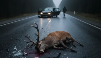 Трагедия на трассе: олень погиб под колесами неизвестного водителя в Крымском районе