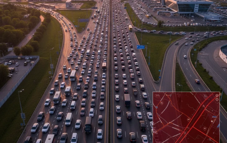 Дорожный тупик: район краснодарского аэропорта сковали многокилометровые пробки