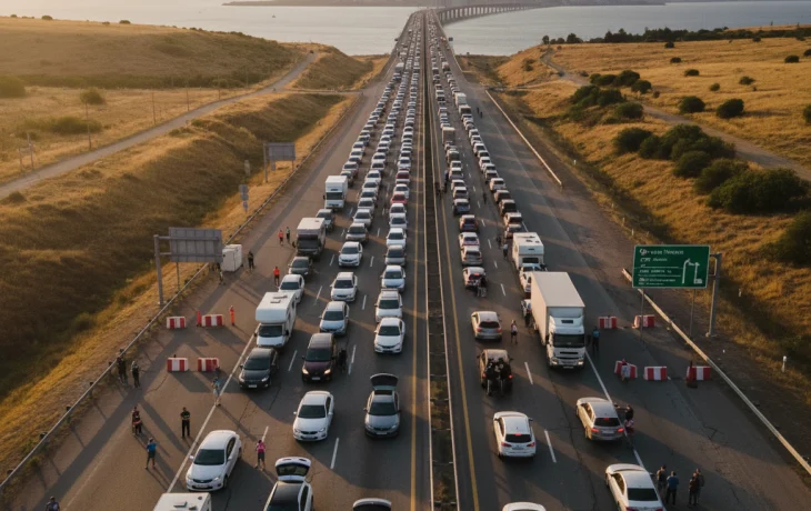 Обстановка на подъездах к Крымскому мосту