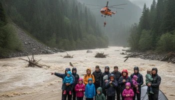 Группа туристов с детьми застряла в горах Краснодарского края из-за поднявшейся реки