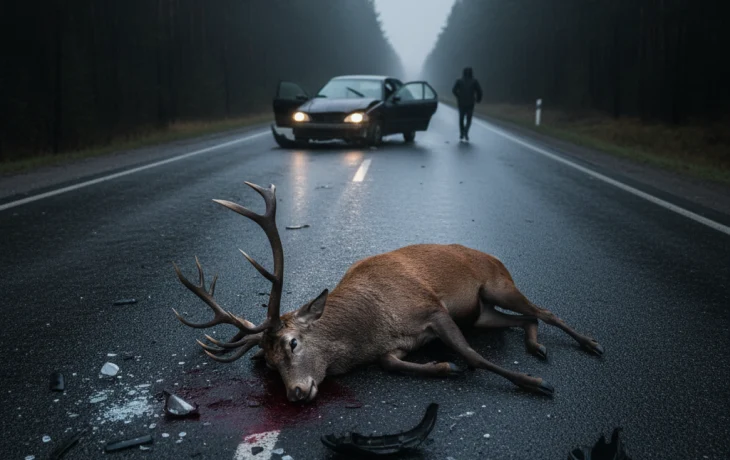 Трагедия на трассе: олень погиб под колесами неизвестного водителя в Крымском районе