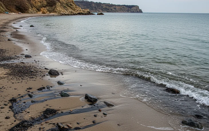 На побережье Анапы зафиксированы точечные выбросы мазута На побережье Анапы зафиксированы точечные выбросы мазута