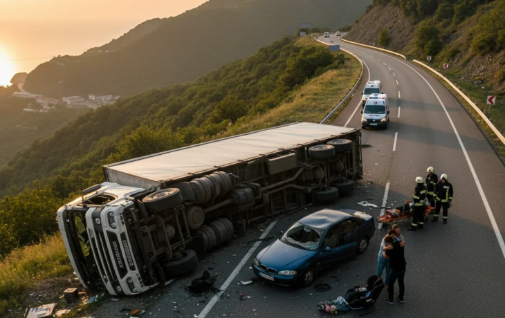 Серьезное ДТП в Сочи: Большегруз столкнулся с авто, пострадали дети 2 и 5 лет