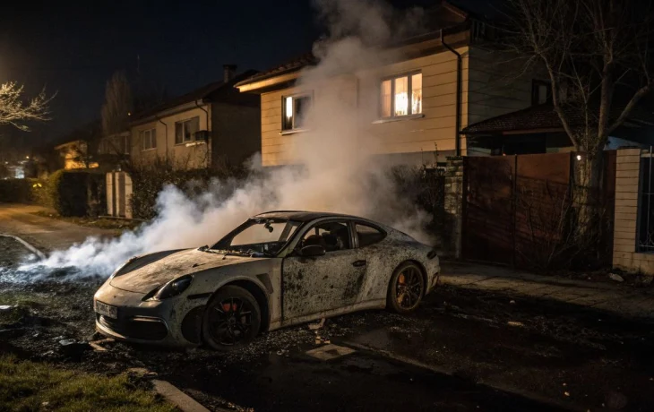 В Сочи ночью сгорели Porsche и Газель, расследуют поджог