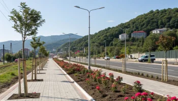 В Лазаревском районе Сочи продолжается благоустройство улиц и озеленение