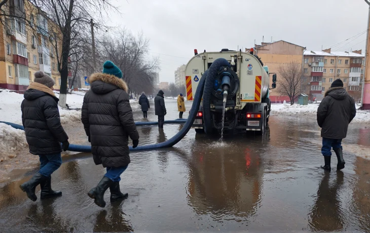 Оттепель затопила улицы Краснодара — началась откачка воды Оттепель затопила улицы Краснодара — началась откачка воды