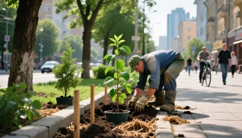 В Краснодаре высадят более 200 деревьев на улице Калинина