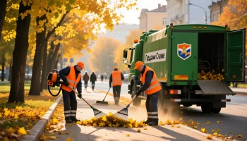 Краснодар убирают от осенней листвы