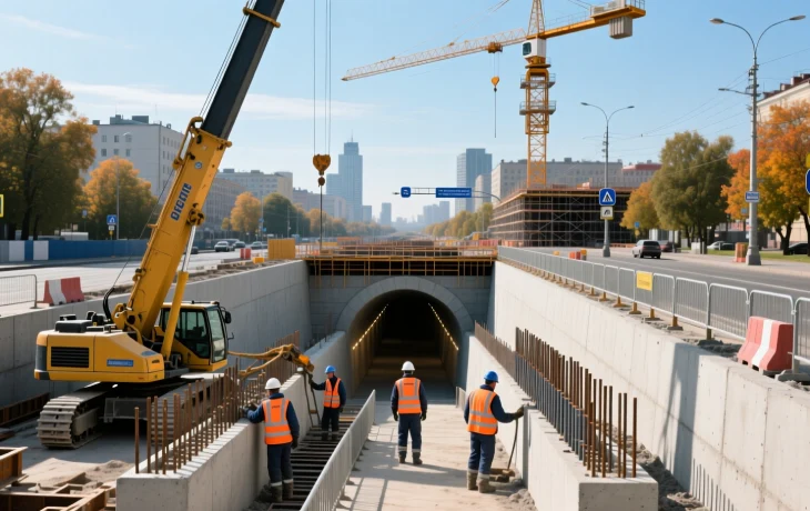 В Краснодаре продолжается строительство подземного перехода на ул. Дзержинского