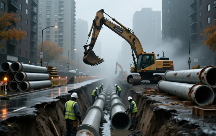 В Краснодаре строят новую ливневую канализацию на улицах Дежнёва и Таманской