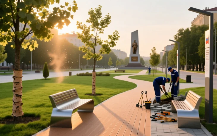 В Краснодаре благоустраивают сквер Героев Отечества