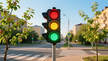 В Краснодаре на Николаевском бульваре высадили яблони и установили новый светофор