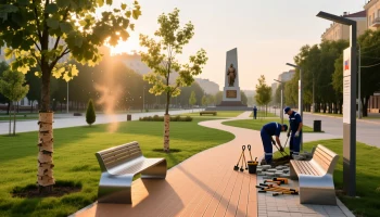 В Краснодаре благоустраивают сквер Героев Отечества