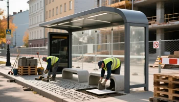 В Краснодаре обновляют остановки и тротуары на улице Коммунаров