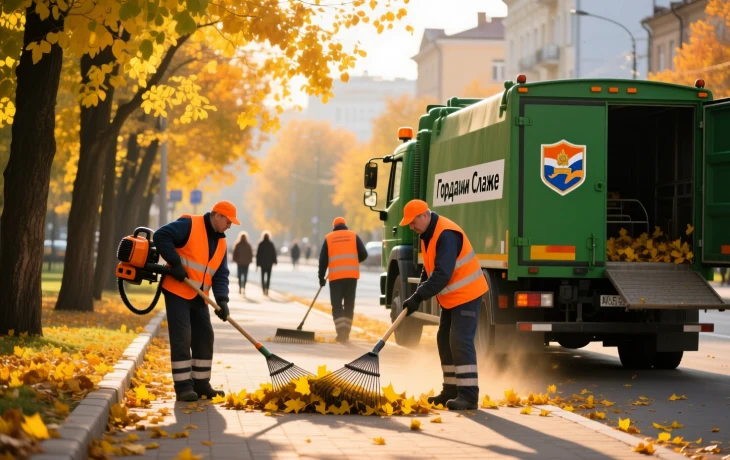 Краснодар убирают от осенней листвы