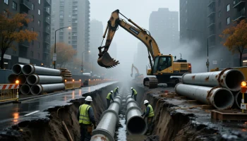 В Краснодаре строят новую ливневую канализацию на улицах Дежнёва и Таманской