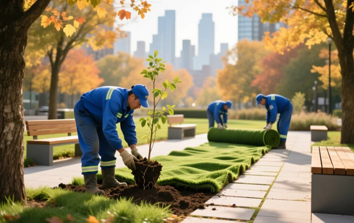 Озеленение скверов в Краснодаре: новые деревья и газон