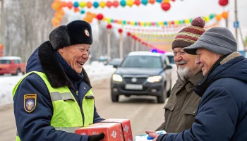 В Горячем Ключе водителей поздравили с Новым годом и напомнили о безопасности