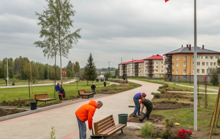 В станице Ленинградской продолжают обновлять сквер памяти «Сыновьям Отчизны»