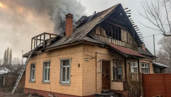 Крыша дома обрушилась при пожаре в Апшеронске, спасатели быстро потушили огонь