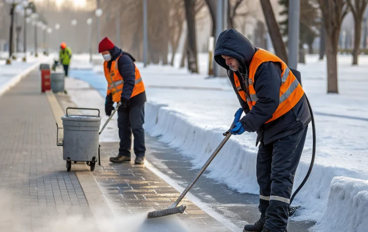 В Афипском продолжается обработка улиц и тротуаров против гололёда В Афипском продолжается обработка улиц и тротуаров против гололёда