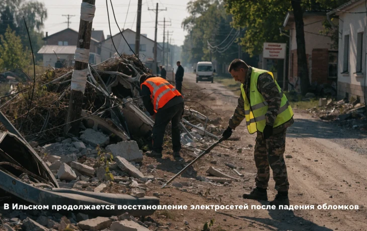 В Ильском продолжается восстановление электросетей после падения обломков В Ильском продолжается восстановление электросетей после падения обломков