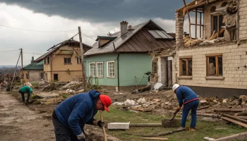 В Ильском продолжают ремонт домов после повреждений