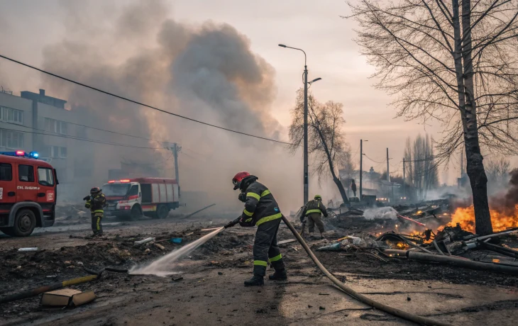 В Абинске потушили пожар после падения обломков БПЛА