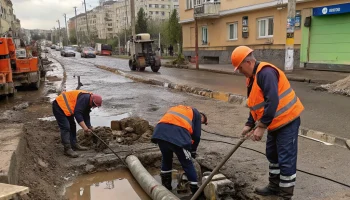 В Кропоткине коммунальщики устраняют последствия прорыва двух водоводов на улице Магистральной В Кропоткине коммунальщики устраняют последствия прорыва двух водоводов на улице Магистральной