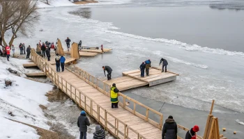 В Кропоткине продолжается подготовка к крещенским купаниям на Речной